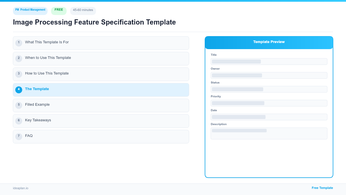 Processing Specification Example Image Processing Feature Specification Template