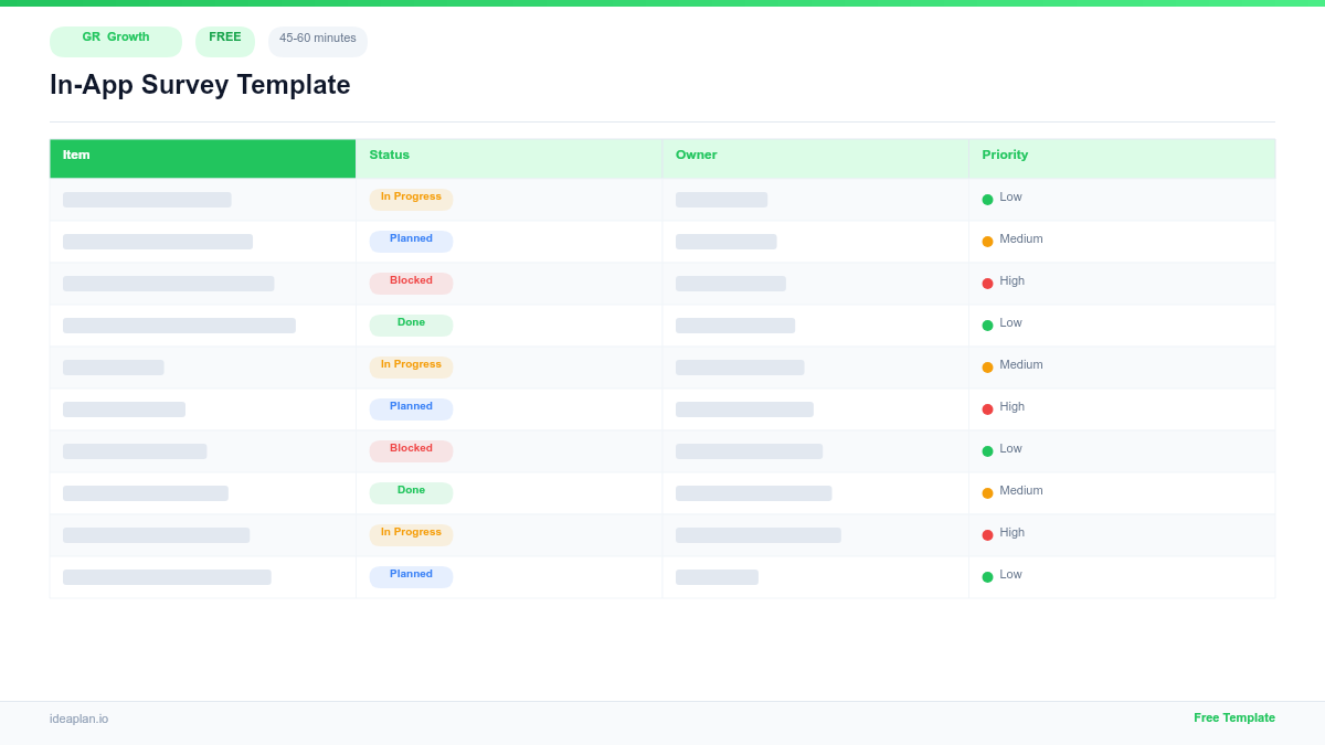 In-App Survey Template for Product Growth