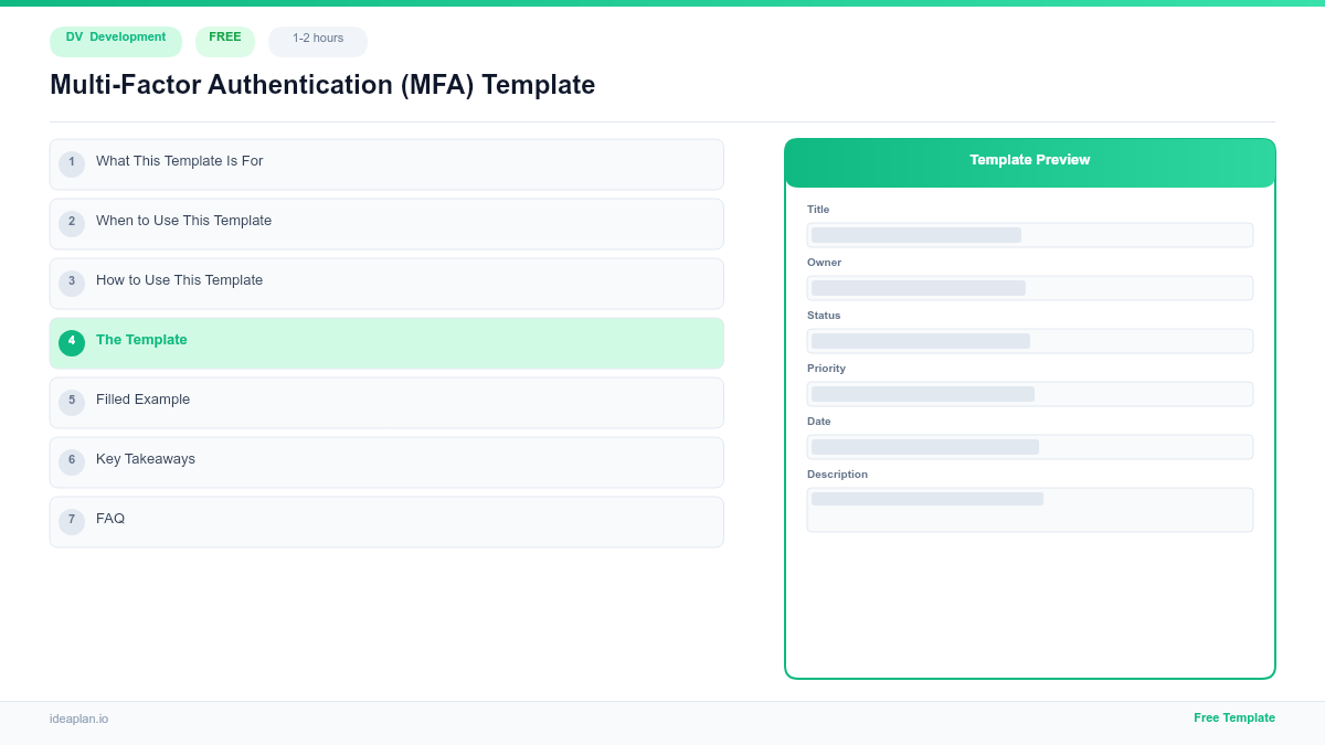 MultiFactor Authentication (MFA) Template IdeaPlan