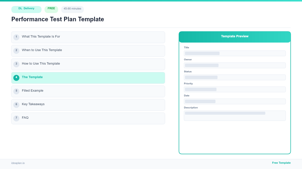 Performance Test Plan Template for Agile Teams