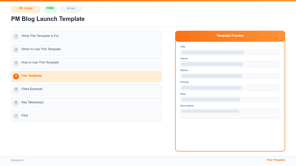 PM Blog Launch Template for Product Managers