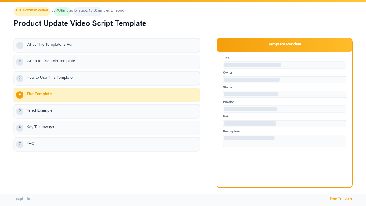 Product Update Video Script Template