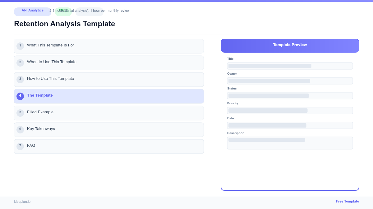 Retention Analysis Template for Product Analytics