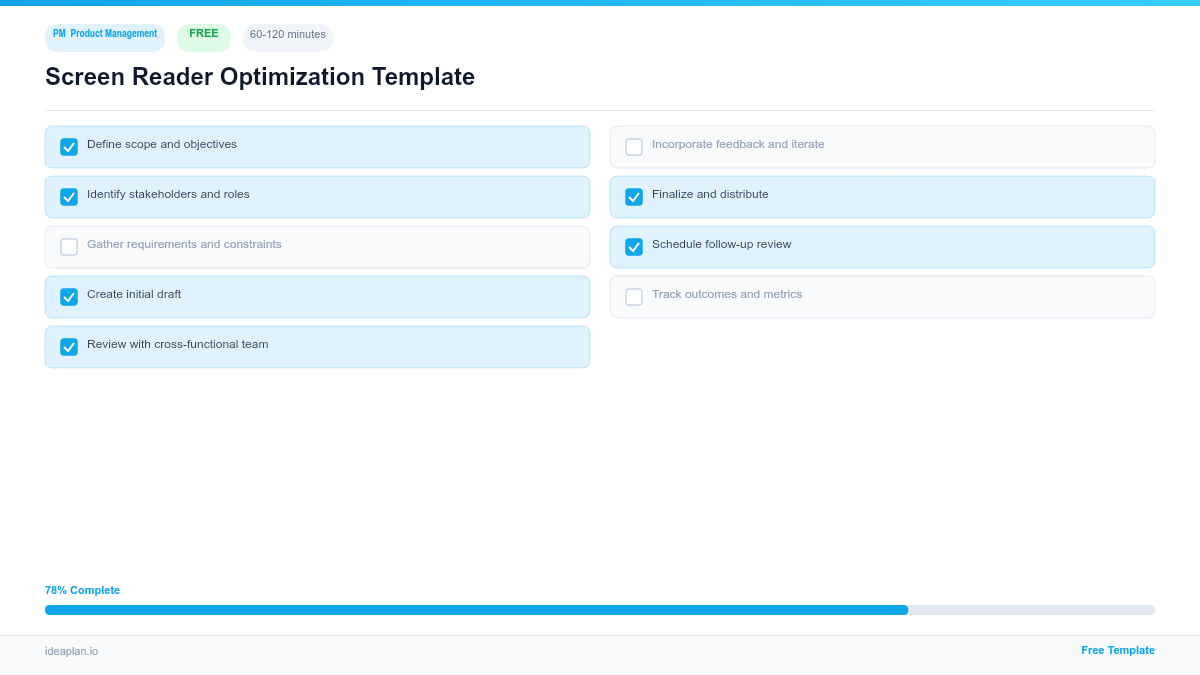 Screenreader Optimization Screen Reader Optimization Template