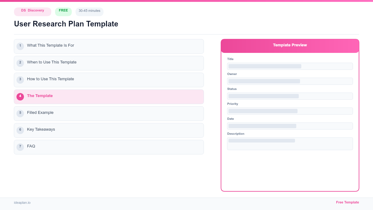 User Research Plan Template for User Research