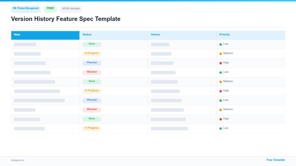 Version History Feature Spec Template